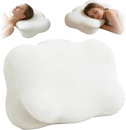 Cloud Pillow - Ergonomic Memory Foam Pillows, Zen Fluff Sleep Pillow with Neck & Shoulder Support, Adjustable Contour Neck Support for Side, Back, Stomach Sleepers, Breathable Anti-Wrinkle Pillowcase