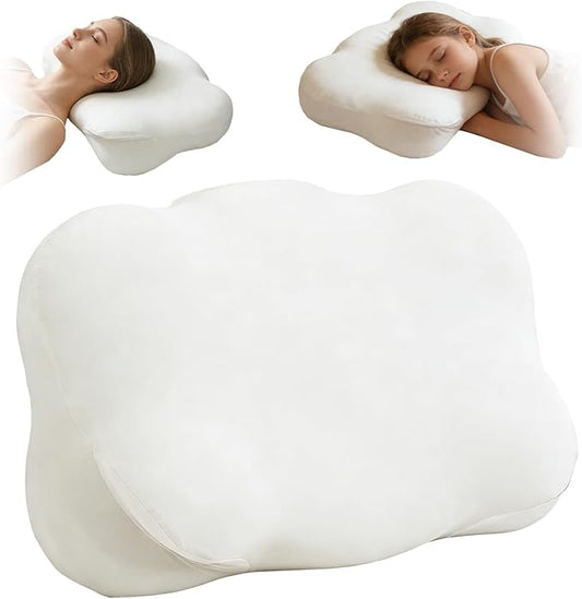Cloud Pillow - Ergonomic Memory Foam Pillows, Zen Fluff Sleep Pillow with Neck & Shoulder Support, Adjustable Contour Neck Support for Side, Back, Stomach Sleepers, Breathable Anti-Wrinkle Pillowcase