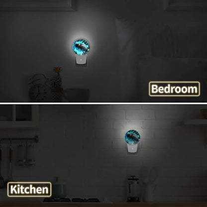 Plug-in Led Night Light with Auto Dusk to Dawn Sensor for Boys Girls Room Decor, Football Wall Lamp Nightlights for Hallway,Bedroom, Kids Room, Kitchen, Stairway, (0.5W, 2 Pack)