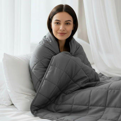Weighted Blanket for Adults (20 lbs, 60” x 80”) Queen Size Heavy Blanket, Breathable Cotton with Natural Glass Beads, Machine Washable