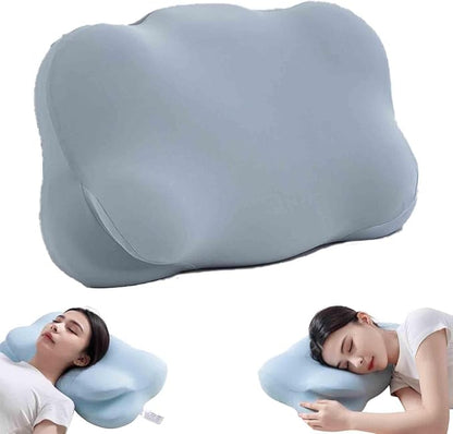 Cloud Pillow, Ergonomic Memory Foam Pillow for Side Sleepers, Cervical Neck Support Pillow, Breathable Pillowcase, Dual Height Contour Pillow for Back & Stomach Sleepers (Light Blue)