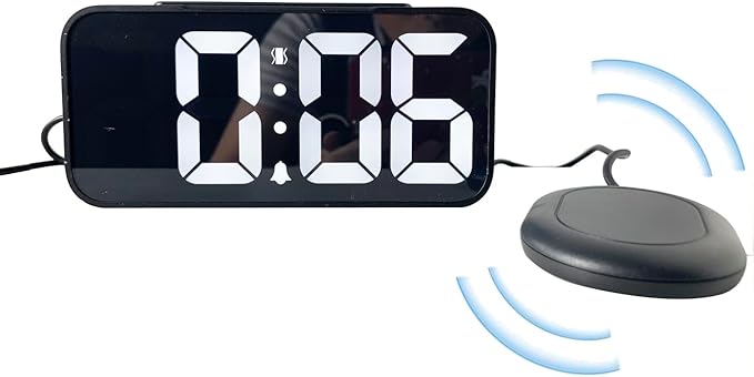 Extra Loud LED Alarm Clock with Vibration for Bedroom,Extreme Bed Shaker Alarm Clock for Deep Sleeper Hard of Hearing Deaf, Clear LED Display, Dimmer and Volume Knob, USB Port,Easy to Set