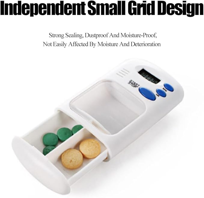 Electronic Timed Pill Dispensers,Digital Pill Organizer,Automatic Daily Pill Box Reminder with Beeping Alarm for Elderly Gift,Portable for Office Travel