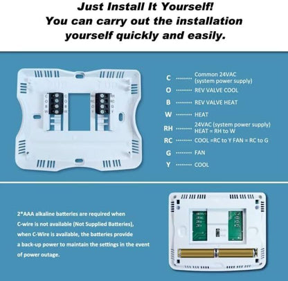 Non Programmable Thermostat for Home, Digital Energy-Saving Thermostat,Single-Stage Systems, 1 Heat/1 Cool, Easy DIY Install, White Backlight