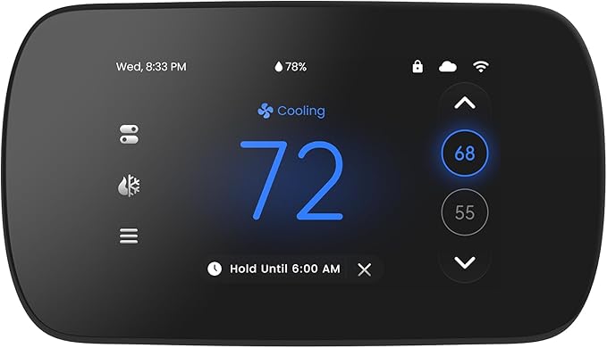 Smart Thermostat for House, 4.3 Inches WiFi Thermostat Compatible with Alexa and Google Assistant, 7day x 8period Programmable Control Programmable, C-Wire Required
