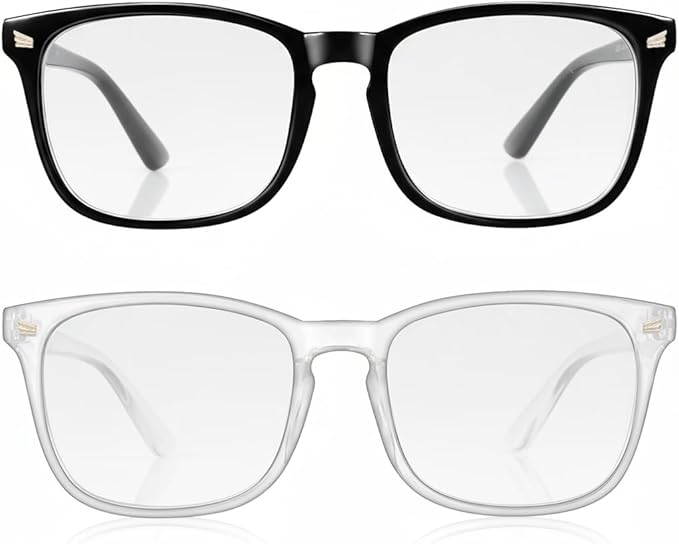 2 Packs Professional Sleep Glasses with 97.6% Blue Light Blocking Dual AR Coatings Clear Lens, Computer Gaming Glasses for Men Women, Anti Fatigue & Eye Strain