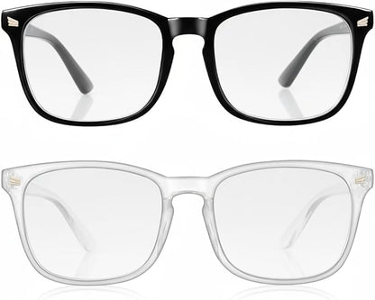 2 Packs Professional Sleep Glasses with 97.6% Blue Light Blocking Dual AR Coatings Clear Lens, Computer Gaming Glasses for Men Women, Anti Fatigue & Eye Strain