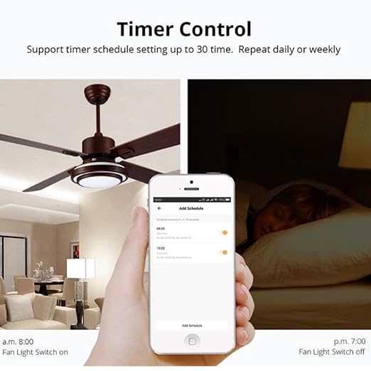 Zibee Smart Ceiling Fan and Light Switch Combo,Adjust Fan Speed,Glass Touch Panel,No Neutral line Needed and Neutral line Needed Dual Mode,ZigBee Hub Required,US.