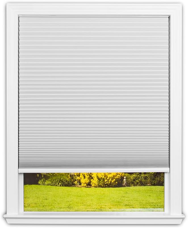 Redi Shade No Tools Easy Lift Trim-at-Home Cordless Cellular Blackout Fabric Shade White, 36" W x 64" L, (Fits windows 19"- 36")