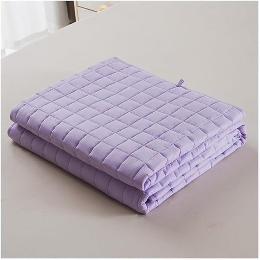 Cotton Weighted Blanket for Adults, Heavy Blanket with Premium Glass Bead All-Season Even Weight Distribution for Single Double Bed Multi-Colour Light Purple 152x203cm 5.4kg