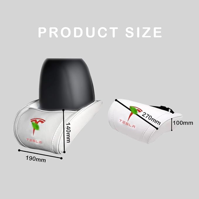 Car Headrest Neck Pillow Support Memory Foam Ergonomic Design Accessory for Driving Seat Fatigue Relief Compatible with Model S X 3 Y & Cybertruck - 2 Pieces