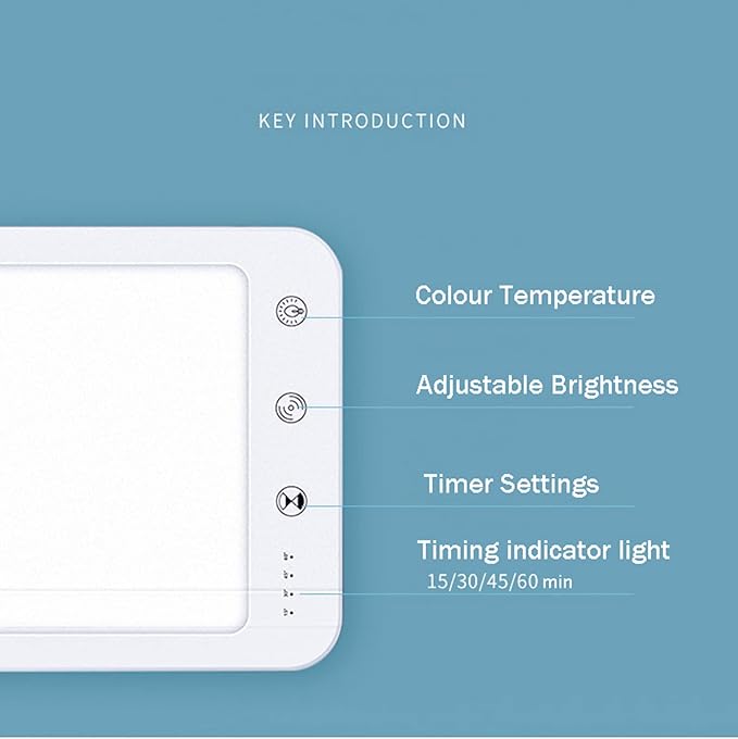 Light Therapy Lamp 10000 Lux LED with 3 Light Colours Adjustable Brightness, 4 Timer Settings with Eye Protect Function for Home and Office Use
