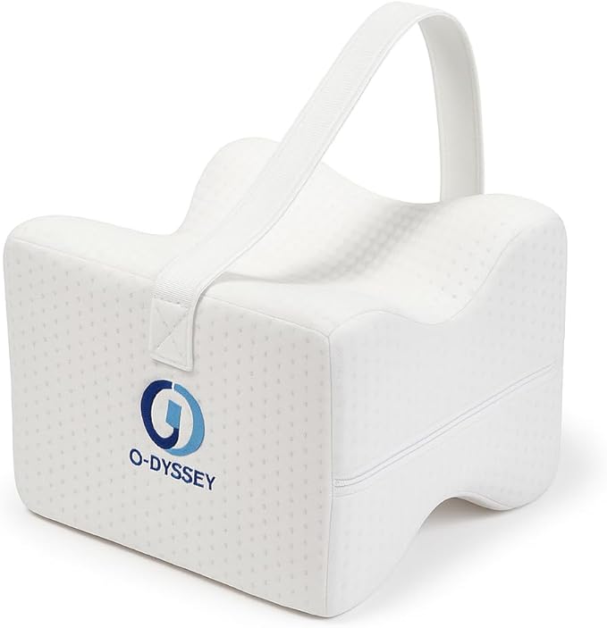O-DYSSEY Orthopedic Knee Pillow for Side Sleepers – Memory Foam Leg Pillow for Hip, Sciatica & Back Pain Relief – Ergonomic Design with Washable Cover for Better Alignment & Comfortable Sleep