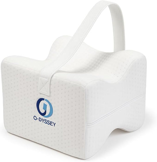 O-DYSSEY Orthopedic Knee Pillow for Side Sleepers – Memory Foam Leg Pillow for Hip, Sciatica & Back Pain Relief – Ergonomic Design with Washable Cover for Better Alignment & Comfortable Sleep