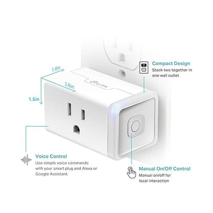 Kasa Smart Plug HS103P3, Smart Home Wi-Fi Outlet Works with Alexa, Echo, Google Home & IFTTT, No Hub Required, Remote Control,15 Amp,UL Certified, White, 3 Count (Pack of 1)