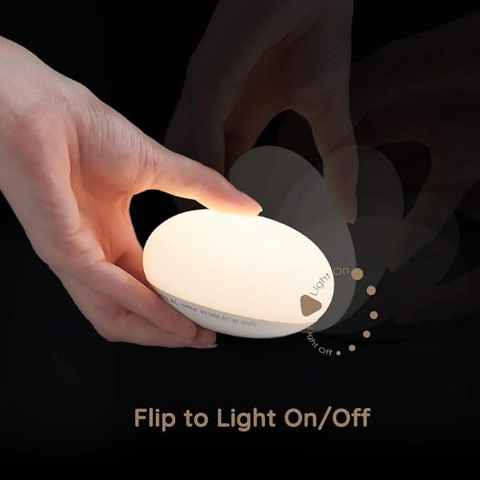 Baby Night Light, Nursery Night Lamp for Breastfeeding, Soft BPA FREE Silicone Touch Night Lamp, Eye Caring, Easy Flip Design, Stepless Dimming, 2-Pack