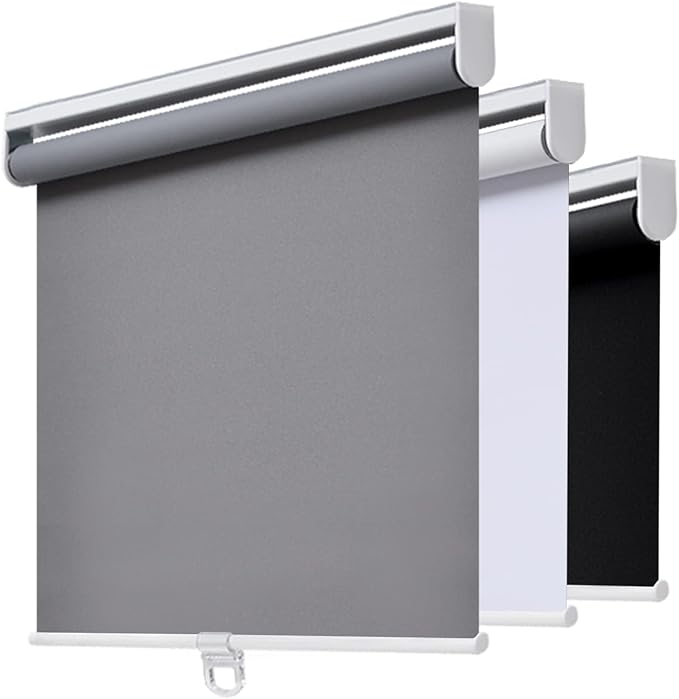 AOSKY Cordless Roller Shades Blackout Blinds for Windows Room Darkening Rolled Up Shades with Spring System, UV Protection Window Shades Door Blinds for Home and Office (40" W x 72" H, Grey)