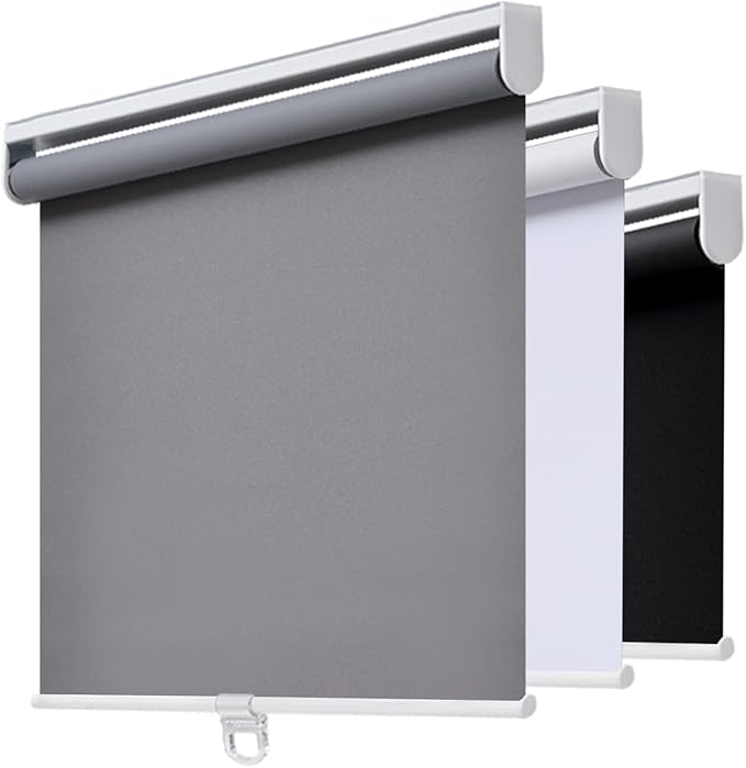 Cordless Roller Shades Blackout Blinds for Windows Room Darkening Rolled Up Shades with Spring System, UV Protection Window Shades Door Blinds for Home and Office (78" W x 72" H, Grey)