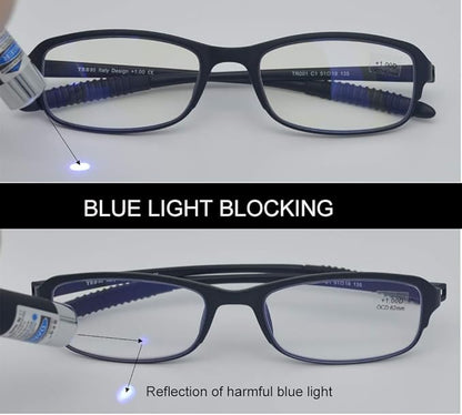 Computer Screens Reading Glasses(Flexible and Lightweight) Plastic Readers for Men and Women 2.25