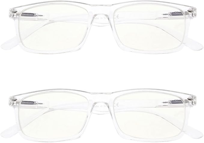 Eyekepper 2 Pack Computer Reading Glasses Blue Light Blocking Readers for Men Women, Transparent