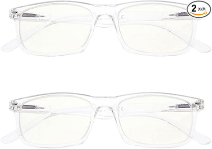 Eyekepper 2 Pack Anti Blue Light Glasses for Men Blue Light Blocking Glasses for Computer Eyestrain, Transparent