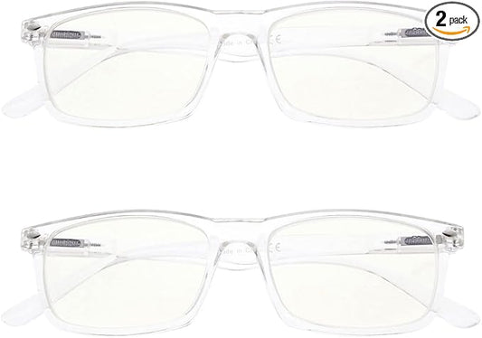 Eyekepper 2 Pack Anti Blue Light Glasses for Men Blue Light Blocking Glasses for Computer Eyestrain, Transparent