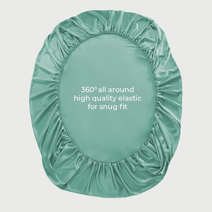 LINENWALAS Fitted Sheet Only Viscose Derived from Bamboo, Bottom Sheet for Queen Size Bed – 16” Deep Pocket, All Around Snug Fit – Cooling, Breathable, Soft, Hypoallergenic (Aqua, Queen)