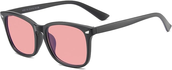 MAXJULI FL-41 Rose Blue Light Blocking Glasses for Photophobia Light Sensitivity,for Computer Gaming, Screen Fatigue & UV Protection (Black/FL-41 Rose)