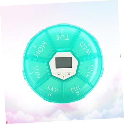 Compartment Alarm Clock Medication Reminder Box Green Electronic Pill Dispenser for Patients with Timer Function Easy to Read Labels and See Through Lids for Daily Use