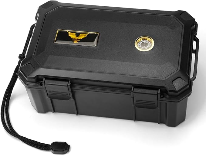 Bald Eagle Cigar Humidor Box, Travel Humidor with Humidifier Hygrometer, Portable Case for 15-20 Cigars, Waterproof | Crushproof | Airtight