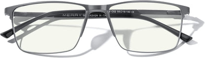 MERRY'S Fashion Blue Light Blocking Glasses - Reading Glasses Metal Frame Spring Hinge Readers for Men Eyeglasses