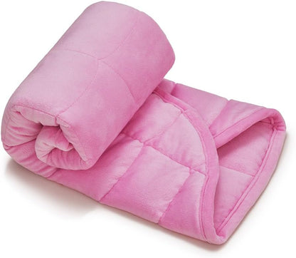 TONGDADA Weighted Lap Blanket 7lbs for Adult,Perfect for Relaxation, Lounging, Napping, Sleeping & Travel,Luxury Minky Weighted Body Blanket,Weighted Throw Blanket-Pink Minky, 29" x 24"