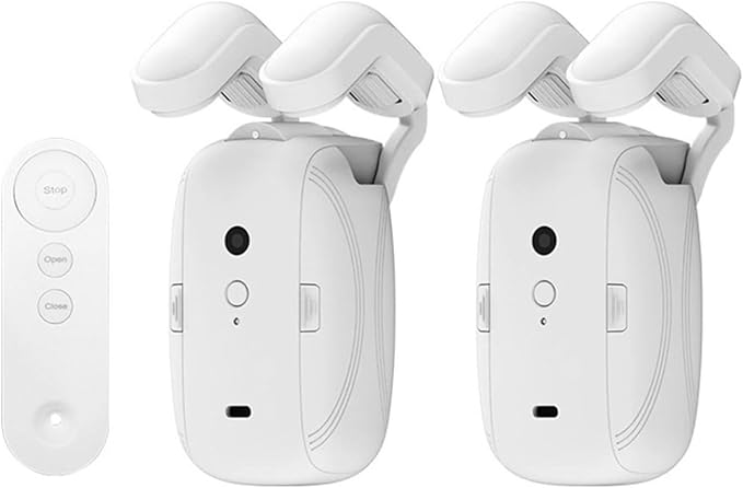 Smart Home Automatic Curtain Opener,Remote Controlled Electric Curtain Opener, Upgraded High-Performance Curtain Robot Motor, for Roman Rod U-Rail I-Rail 4000mAh Battery Powered (2PC Roman pole)