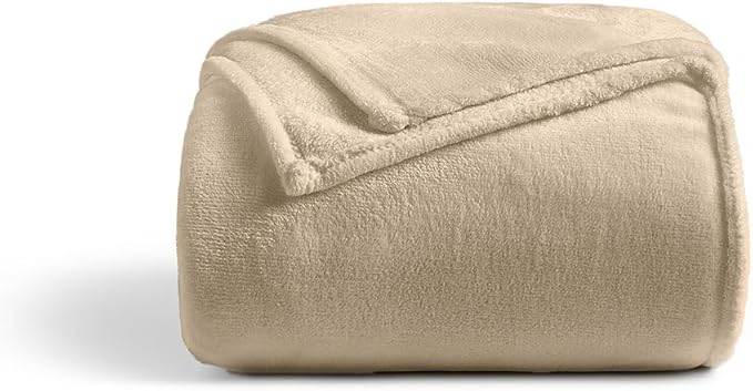 Cosy House Collection Everyday 1500 Series Fleece Blanket - College Dorm Room Essentials - All Season, Stays Fresh & Clean - Soft, Breathable & Skin-Friendly (Twin/Twin XL, Tan)
