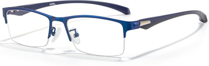 ANRRI Blue Light Glasses for Men Semi Rimless Rectangle Metal Frame UV Blocking Computer Glasses