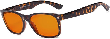 Eyekepper Blue Blocking Amber Glasses for Sleep-Nighttime Eyewear-Special Orange Tinted Glasses for Women Men (Tortoise, +0.00)