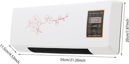 Electric Heater for Bedroom, 1400W PTC Fast Quiet Heater with Remote Control, Wall Mount/Desktop, 1-6H Timer, Adjustable Thermostat (60.8-104°F) for Office, Home, Room (11-20 m²) (with Flower)