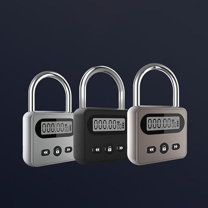 Electronic Timer Lock with LCD Display, 999-Hour Countdown, USB Rechargeable, Auto Unlock, for Self-Control Training (Silver)