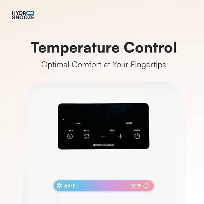 HydroSnooze Water Cooling & Heating Mattress Pad, Temperature Control Bed Cooling System, Cooling Mattress Topper Perfect for Hot Sleepers,Temp Range of 59-131°F, Queen Size (60" W x 79" L)
