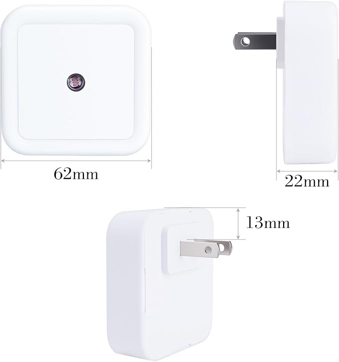 KINUR LED Night Lights Plug into Wall Daylight Color with Dusk to Dawn Night Light Plug in Sensor for Kids Room, Bedroom, Bathroom, Baby Nursery,Stair Lights, Hallway Light 6 Pack