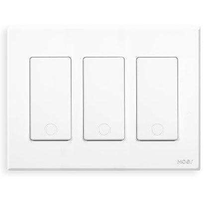 MOES Smart Single Pole Light Switch, 2.4GHz WiFi Smart Wall Switch, Needs Neutral Wire, Multi-Control, Smart Life/TUYA APP Control, Voice Control with Alexa/Google Home, White 3 Gang