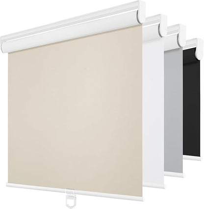 ChrisDowa Cordless Blackout Roller Shades for Windows, Thermal Insulated UV Protection Pull Down Shades, Total Blackout Window Blinds for Home, Office, Bedroom, Door (27" W x 72" H, Beige)