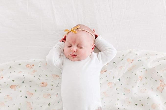 Loulou Lollipop Soft Baby Swaddle Blanket Muslin Wrap Receiving Blanket for Newborn to Toddler Girl and Boy, Large 47” by 47” - Bunny Meadow…