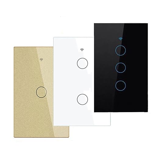 Tuya WiFi Smart Wall Light Switch Glass Screen Touch Sensor Panel Wireless Electrical Control by Voice Control White 3-Gang