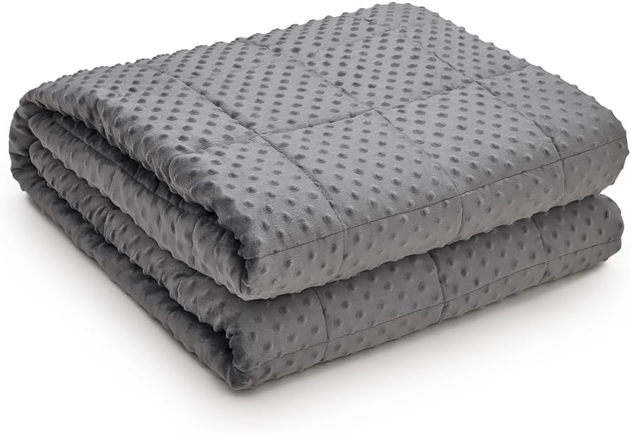 TONGDADA Minky Weighted Blanket | 40''x60'',5lbs | Cozy and Soft Minky Weighted Throw Blanket | Luxury Velvet with Premium Glass Beads | Dark Grey Minky