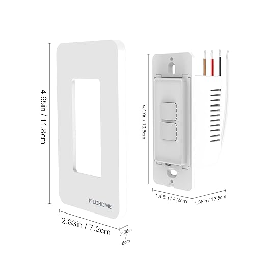 Smart Light Switch,Single Pole Smart Switch Compatible with Alexa and Google Assistant,2.4GHz Wi-Fi,Neutral Wire Required,Remote＆Voice Control,Schedule No Ground Wire (1 Pack 2 Gang)