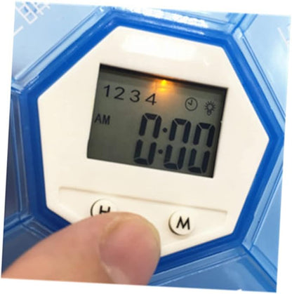 Portable 7-Compartment Electronic Alarm Clock Medication Reminder Box for Patients Timely Pill Dispenser Alarm Function for Daily Use and Travel