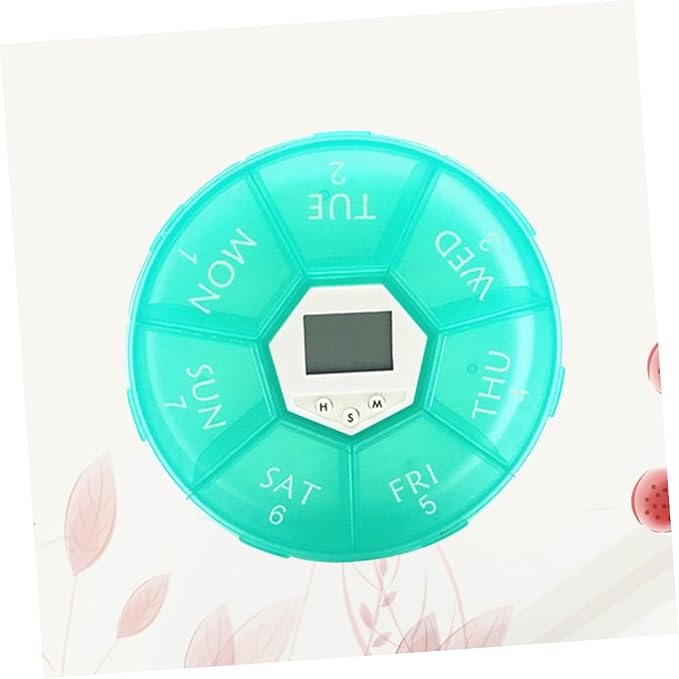 Compartment Pill Dispenser Clock Travel Pill Organizer Reminder Box for Patient Medicine Chest