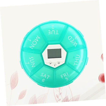 Compartment Pill Dispenser Clock Travel Pill Organizer Reminder Box for Patient Medicine Chest