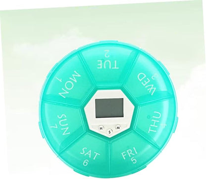 Compartment Pill Dispenser Clock Travel Pill Organizer Reminder Box for Patient Medicine Chest